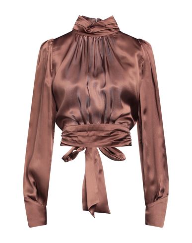 Elisabetta Franchi Woman Top Dark Brown Size 8 Silk