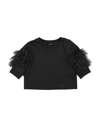 Monnalisa Toddler Girl T-shirt Black Size 6 Cotton, Polyester In Black