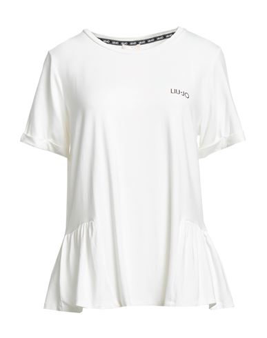 Liu •jo Woman T-shirt Off White Size L Cotton, Elastane In Multi