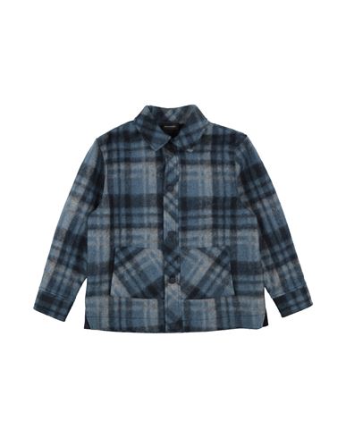 Monnalisa Toddler Boy Shirt Slate Blue Size 6 Polyester, Acrylic, Virgin Wool, Cotton, Elastane In Slate Blue