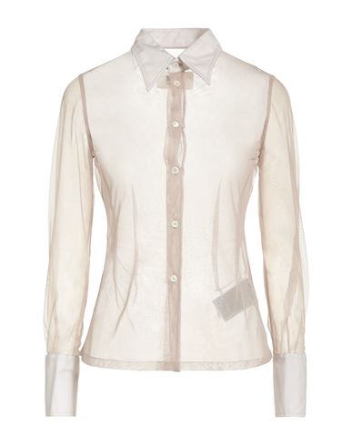 Mm6 Maison Margiela Woman Shirt Beige Size 8 Polyester, Cotton In White