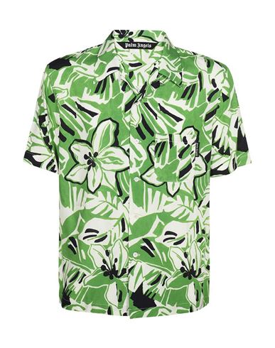 Shop Palm Angels Green Shirt Man Shirt Green Size 40 Viscose