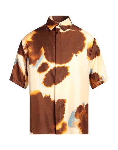 Fendi Man Shirt Dark Brown Size 15 ½ Silk