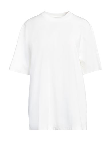 Agnona Woman T-shirt Ivory Size L Cotton, Metal In White