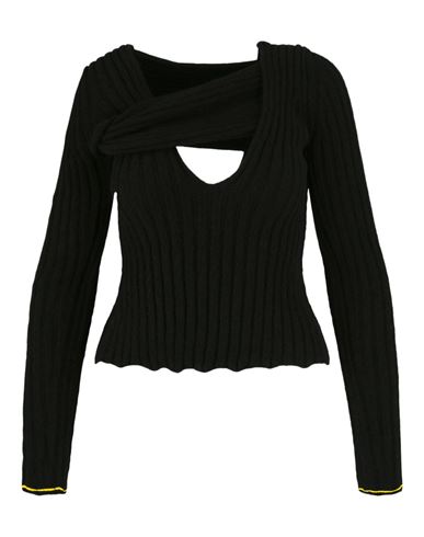 Shop Bottega Veneta Asymmetric V-neck Woman Top Black Size 4 Wool
