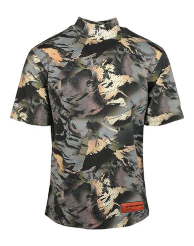 Heron Preston Ctnmb Camouflage Mock-neck T-shirt Man T-shirt Multicolored Size Xl Cotton In Brown
