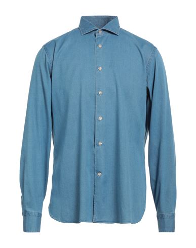 Borriello Napoli Man Denim Shirt Blue Size 17 Cotton