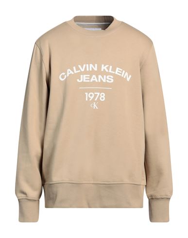 Calvin Klein Jeans Est.1978 Calvin Klein Jeans Man Sweatshirt Camel Size Xxl Cotton, Polyester, Elastane In Neutral