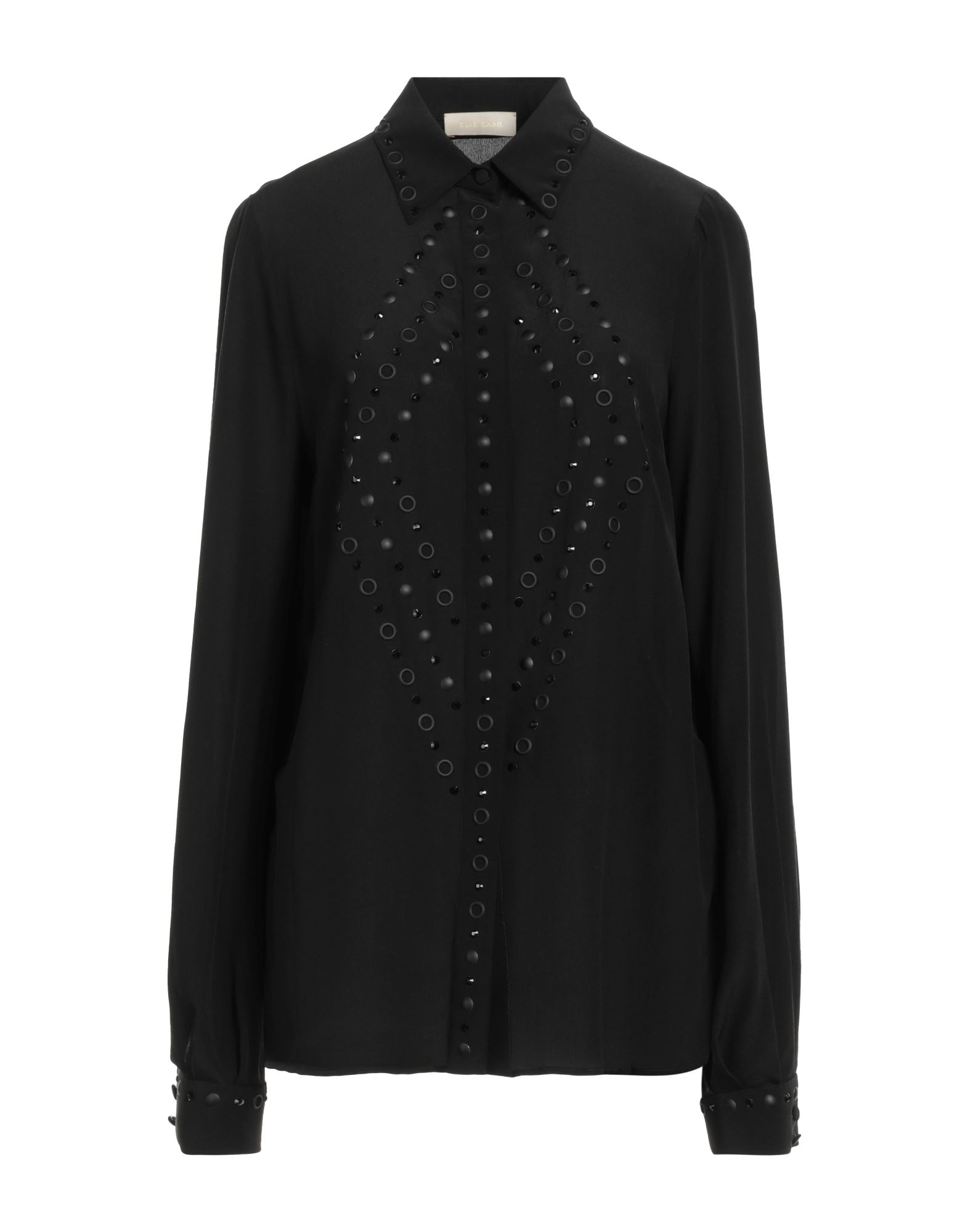 《セール開催中》ELIE SAAB レディース シャツ ブラック 40 シルク 100%