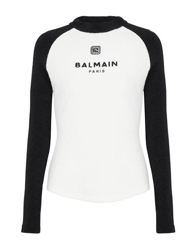 Shop Balmain Woman T-shirt White Size 6 Polyester, Viscose, Wool