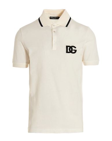 Dolce & Gabbana Polo Shirt Man Polo Shirt White Size 44 Cotton In Brown