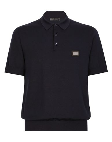 Dolce & Gabbana Polo Shirt Man Polo Shirt Midnight Blue Size 40 Wool In Black