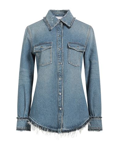 Chloé Woman Denim Shirt Blue Size 4 Cotton, Hemp