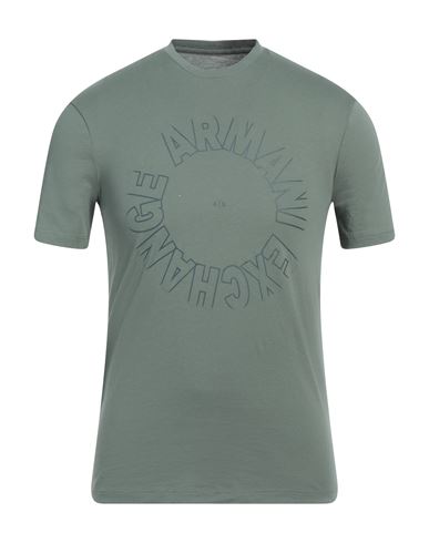 Armani Exchange Man T-shirt Military Green Size Xs Cotton In Gray