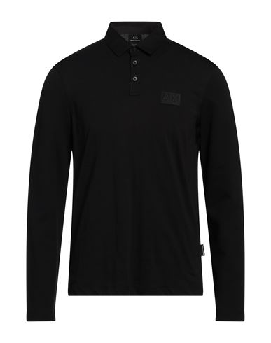 Armani Exchange Man Polo Shirt Black Size M Cotton, Elastane In Black