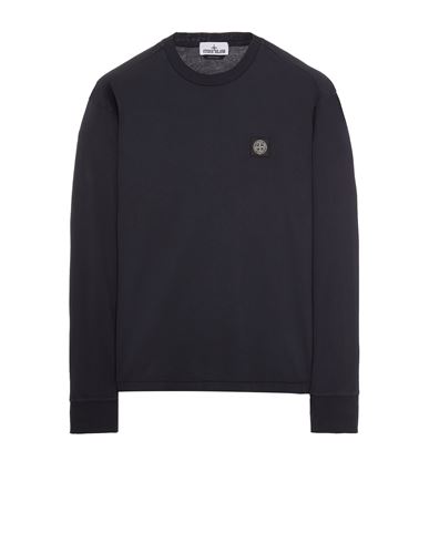 Stone Island T-shirt Manches Longues Bleu Coton In Bleu