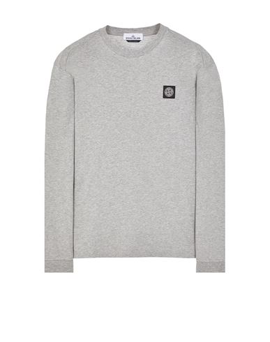 Stone Island T-shirt Manches Longues Gris Coton In Gris