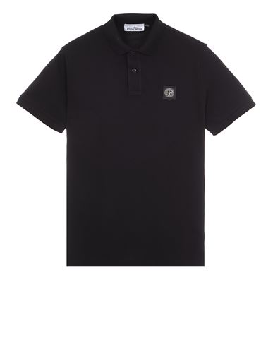 Shop Stone Island Polo Noir Coton, Élasthanne