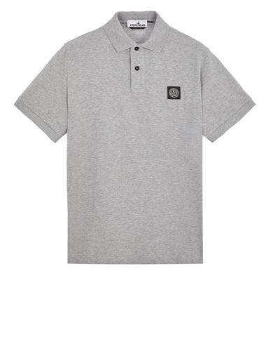 Stone Island Slim Fit Organic Cotton Piqué Polo With Compass Patch In Gris