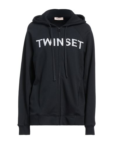 Twinset Woman Sweatshirt Black Size M Cotton, Polyester, Elastane