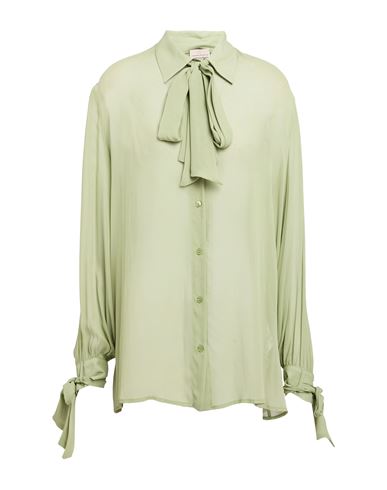 Semicouture Woman Shirt Sage Green Size 6 Acetate, Silk