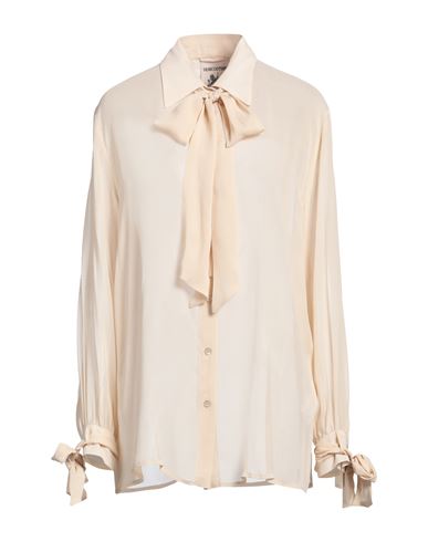 Semicouture Woman Shirt Beige Size 6 Acetate, Silk