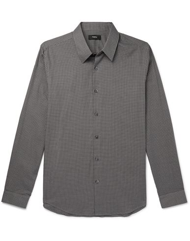 Theory Man Shirt Grey Size Xl Cotton In Gray