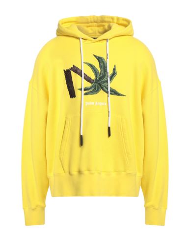 Palm Angels Broken Palm Embroidered Hooded Sweatshirt In Yellow
