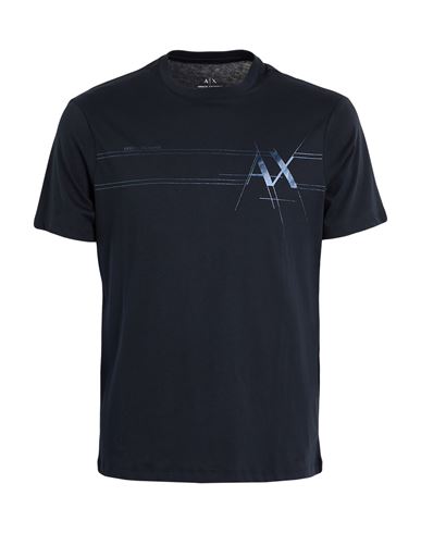 Armani Exchange Man T-shirt Midnight Blue Size L Cotton In Black
