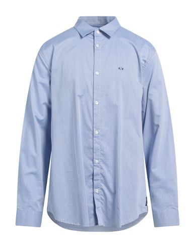 Armani Exchange Man Shirt Sky Blue Size S Cotton In Blue
