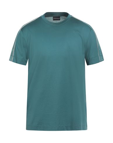 Emporio Armani Man T-shirt Deep Teal Size M Lyocell, Cotton, Polyester, Elastane In Green