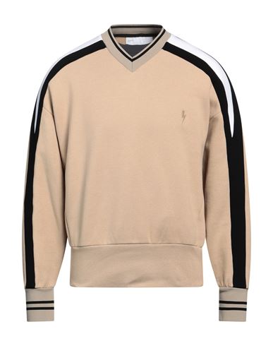 Neil Barrett Man Sweatshirt Beige Size Xxl Cotton In Multi