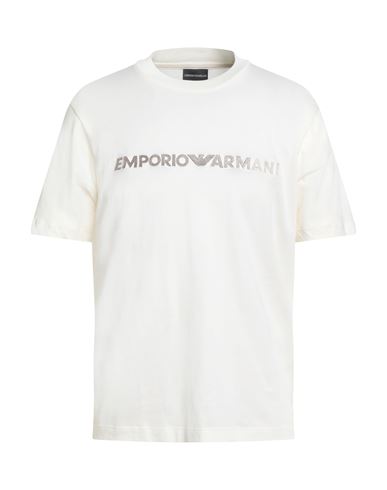 Emporio Armani Man T-shirt Ivory Size S Cotton In White