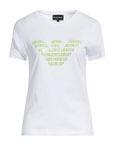 EMPORIO ARMANI EMPORIO ARMANI WOMAN T-SHIRT WHITE SIZE M COTTON, ELASTANE 