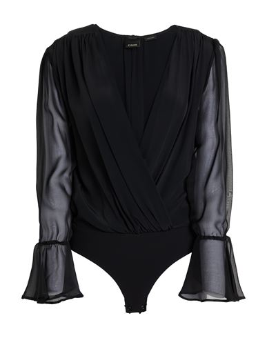 Shop Pinko Woman Bodysuit Black Size 8 Acetate, Silk, Polyester, Rubber