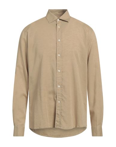 Liu •jo Man Man Shirt Sand Size 15 ¾ Lyocell, Linen, Paper In Beige