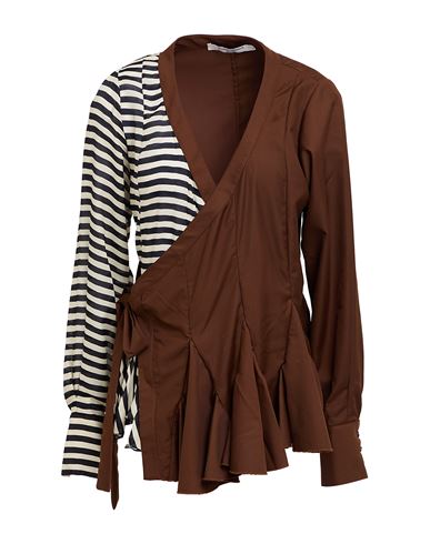 Maison Laponte Woman Top Brown Size 4 Polyester, Viscose, Silk In Brown