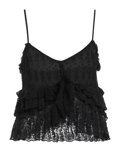 Loveshackfancy Woman Top Black Size 8 Nylon In Black