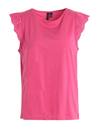 Vero Moda Woman Top Fuchsia Size L Organic Cotton In Pink