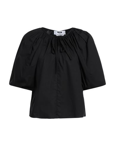 Msgm Woman Top Black Size 6 Cotton In Black