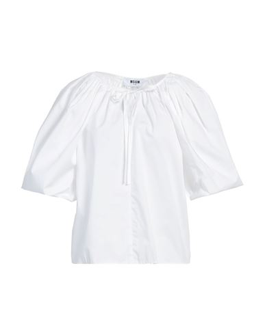 Msgm Woman Top White Size 8 Cotton In White