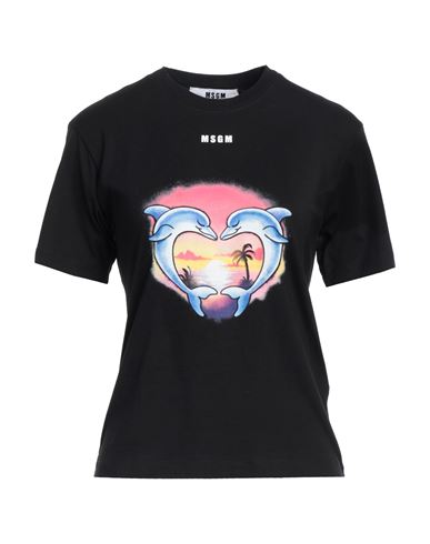 Msgm Black Crewneck T-shirt In Black