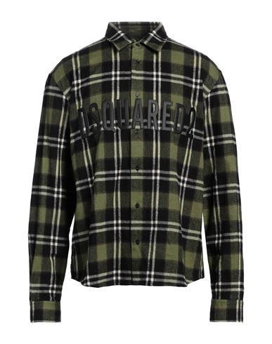 Dsquared2 Checked Overshirt With Embossed Logo In Green
