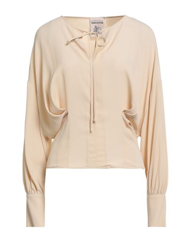 Shop Semicouture Woman Top Beige Size 10 Acetate, Silk