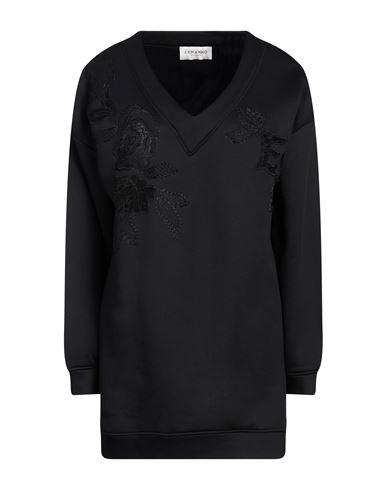 Ermanno Firenze Woman Sweatshirt Black Size 4 Polyamide, Cotton In Black