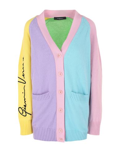 Versace Colorblock Cashmere Cardigan Woman Sweatshirt Multicolored Size 8 Cashmere