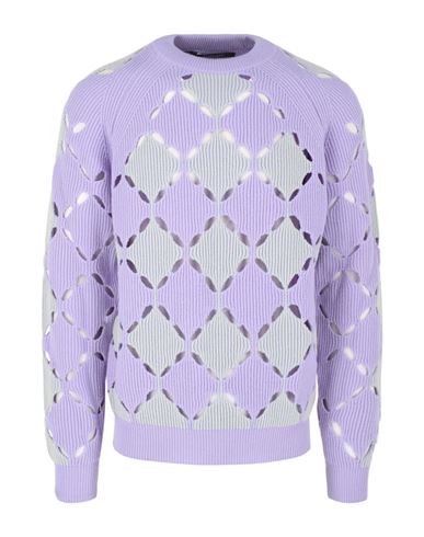 Versace Cutout Knit Sweater Man Sweatshirt Multicolored Size 42 Wool In Purple
