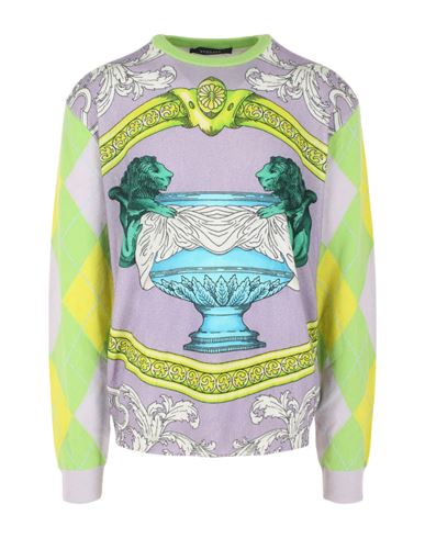 Versace Cashmere Printed Sweater Man Sweatshirt Multicolored Size 46 Cashmere