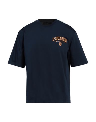 Dsquared2 Man T-shirt Navy Blue Size L Cotton In Navy Blue