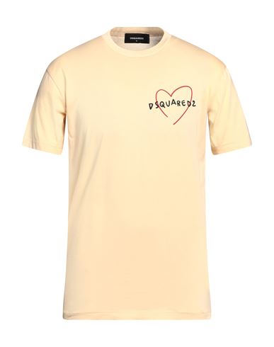 Dsquared2 Man T-shirt Light Yellow Size L Cotton In Yellow